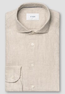 Eton Airy Soft Touch Garment Washed Linnen Twill Overhemd Beige