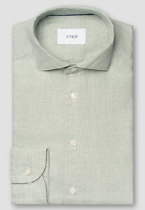 Eton Airy Soft Touch Garment Washed Linnen Twill Overhemd Groen