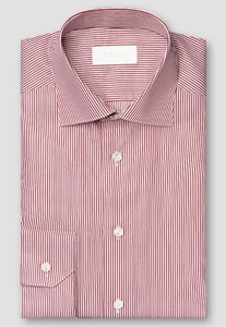 Eton Albini Elevated Supima 120 Cotton Twill Bengal Stripe Overhemd Rood