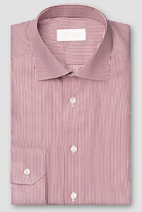 Eton Albini Elevated Supima 120 Twill Cotton Stripe Overhemd Rood