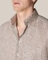 Eton Albini Linnen Button Down Lightweight Weave Overhemd Bruin