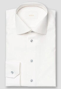 Eton Albini Luxury Supima 120 Cotton Poplin Mother Of Pearl Buttons Overhemd Wit