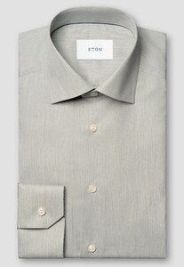 Eton Albini Organic Cotton Mélange Yarn Fine Twill Shirt Light Green