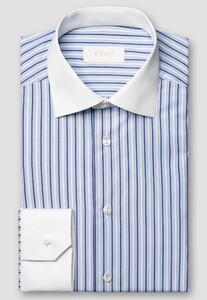 Eton Albini Organic Supima 120 Piqué Multi Stripe Shirt Blue