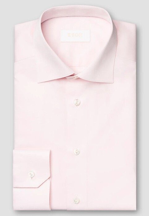 Eton Albini Organic Supima Cotton Twill Mother of Pearl Buttons Overhemd Licht Roze