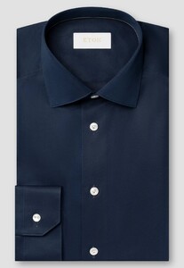 Eton Albini Organic Supima Cotton Twill Mother of Pearl Buttons Overhemd Navy