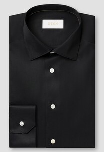 Eton Albini Organic Supima Cotton Twill Mother of Pearl Buttons Shirt Black