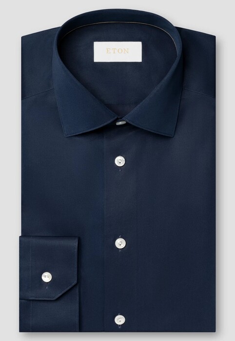 Eton Albini Organic Supima Cotton Twill Mother of Pearl Buttons Shirt Navy