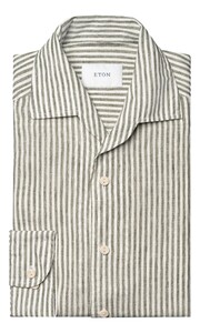 Eton Albini Striped Linen Shirt Overhemd Groen