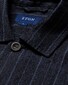 Eton Albini Striped Linen Twill Horn Effect Buttons Overshirt Dark Navy