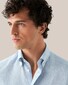 Eton Albini Uni Organic Linen Button Down Textured Lightweight Weave Shirt Light Blue