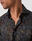 Eton Allover Floral Fantasy Pattern Super 120 Merino Wool Overhemd Bruin-Navy