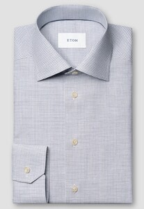 Eton Allover Micro Check Fine Twill Organic Cotton Overhemd Licht Paars