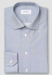 Eton Allover Micro Stripes Pattern Signature Poplin Shirt Navy