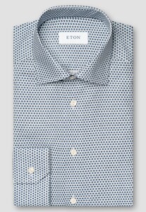 Eton Allover Mini Floral Signature Twill Shirt Light Blue