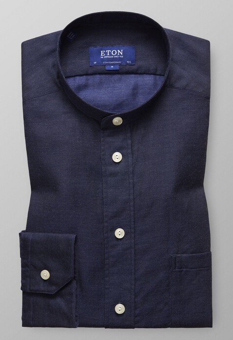 Eton Band Collar Shirt Overhemd Avond Blauw