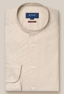 Eton Band Collar Uni Color Twill Shirt Beige