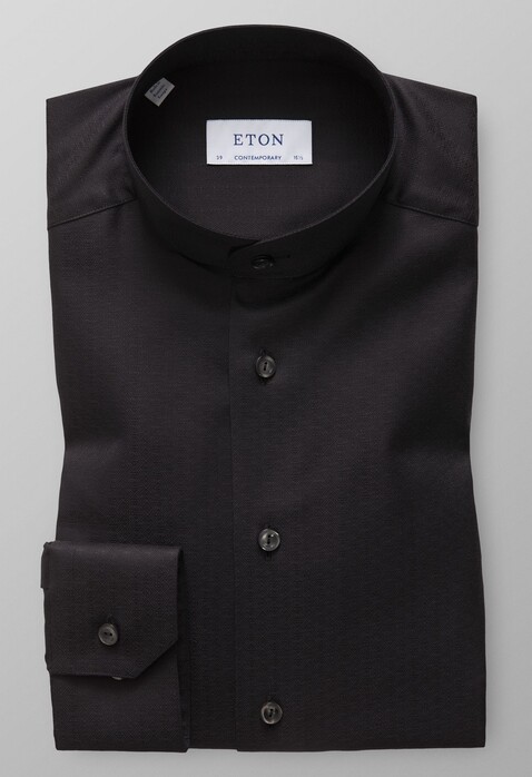 Eton Band Geometrical Jacquard Shirt Black