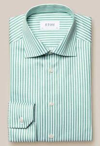 Eton Bengal Stripe Dobby Fabric Cutaway Collar Shirt Green