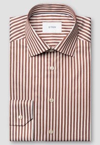 Eton Bengal Stripe Organic Cotton Signature Twill Overhemd Donker Rood