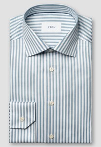 Eton Bengal Stripe Organic Cotton Signature Twill Overhemd Licht Blauw