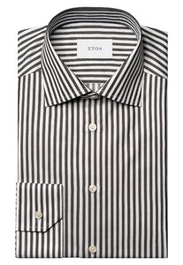 Eton Bengal Stripe Organic Cotton Signature Twill Shirt Dark Gray