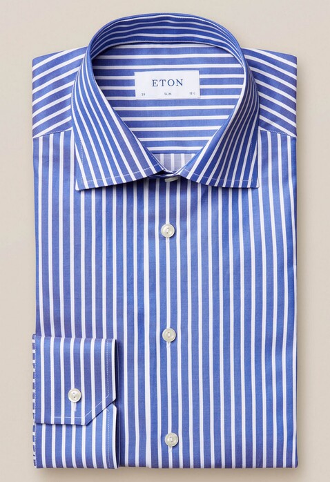 Eton Bengal Stripe Signature Twill Overhemd Blauw