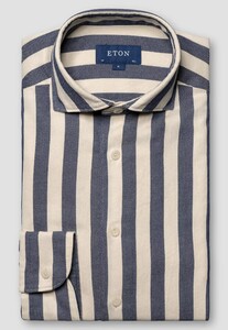Eton Bengal Striped Casual Twill Matt Buttons Overhemd Donker Blauw