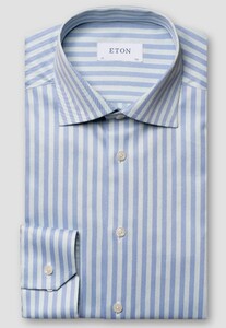 Eton Bengal Striped Organic Cotton Signature Twill Overhemd Groen-Blauw