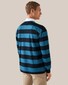 Eton Block Striped Filo di Scozia Rugby Shirt Piqué Organic Cotton Polo Blauw