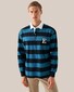 Eton Block Striped Filo di Scozia Rugby Shirt Piqué Organic Cotton Poloshirt Blue
