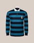 Eton Block Striped Filo di Scozia Rugby Shirt Piqué Organic Cotton Poloshirt Blue
