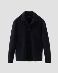Eton Boiled Wool Uni Color Overshirt Navy