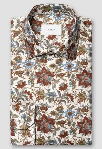 Eton Bold Allover Floral Pattern Signature Twill Overhemd Rood-Multi