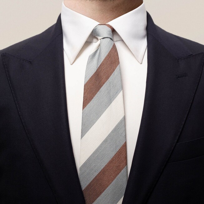 Eton Bold Blended Stripe Tie Grey