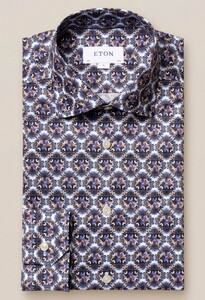 Eton Bold Medallion Pattern Overhemd Blauw-Paars