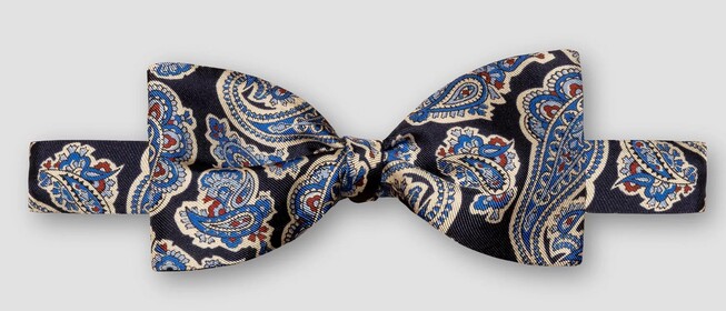 Eton Bold Paisley Pattern Self Tied Bow Tie Navy