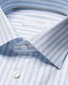 Eton Bold Stripe Organic Cotton Satin Weave Cutaway Collar Overhemd Licht Blauw