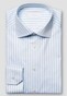 Eton Bold Stripe Organic Cotton Satin Weave Cutaway Collar Overhemd Licht Blauw