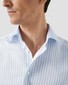 Eton Bold Stripe Organic Cotton Satin Weave Cutaway Collar Overhemd Licht Blauw