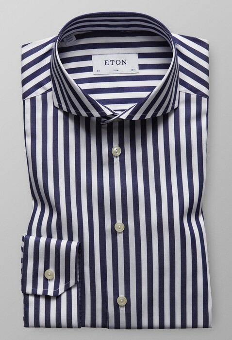 Eton Bold Stripe Overhemd Donker Blauw