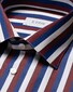 Eton Bold Striped Signature Poplin Mother of Pearl Buttons Shirt Burgundy-Blue