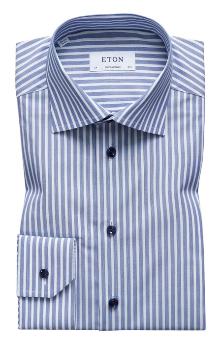 Eton Business Stripe Overhemd Diep Blauw