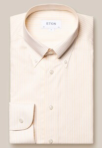 Eton Button Down Bengal Stripe Organic Oxford Cotton Shirt Yellow