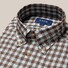 Eton Button Down Duo Color New Gingham Check Design Overhemd Bruin