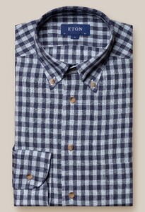 Eton Button Down Duo Color New Gingham Check Design Shirt Blue