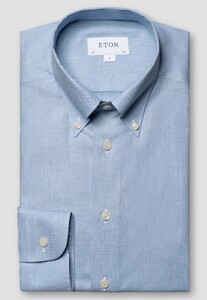 Eton Button Down Micro Dot Melangé Oxford Shirt Light Blue