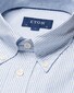 Eton Button Down Soft Royal Oxford Classic Stripe Chest Pocket Shirt Light Blue