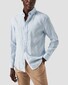 Eton Button Down Striped Organic Linen Shirt Light Blue