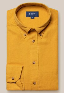 Eton Button Down Uni Flanel Organic Cotton Overhemd Geel